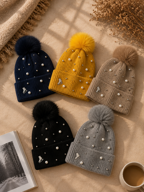 Ice Skating Hat with Pearls