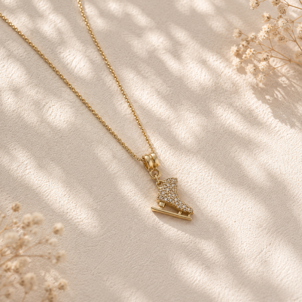Gold Ice Skating Necklace