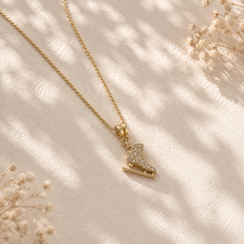 Gold Ice Skating Necklace
