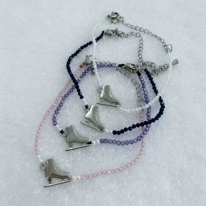 Crystal and Pearl Skate Bracelet